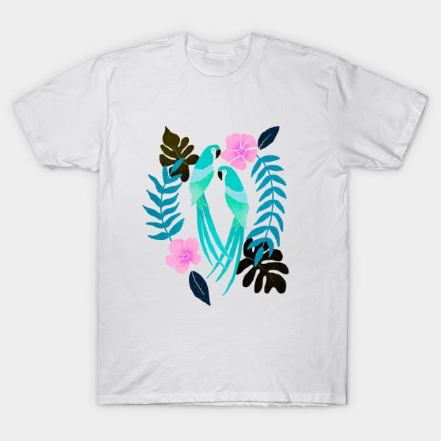 Turquoise parrots T-Shirt by Home Cyn Home 